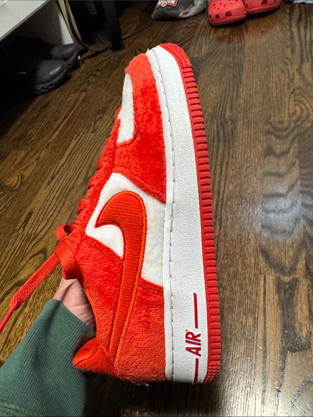 Nike Kids Red and White Suede-Look Low Top Sneakers - Picture 4 of 5